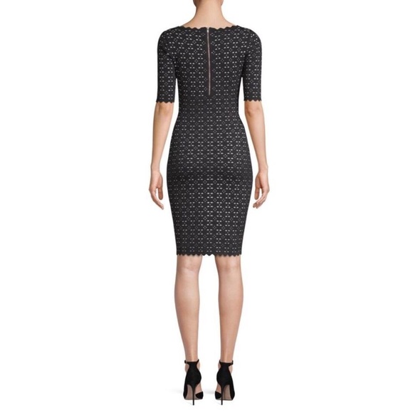 Milly Black/White Laser Cut Pointelle Sheath Dress - Picture 2 of 4